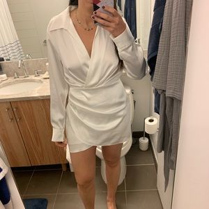 Zara white silk dress | size: medium